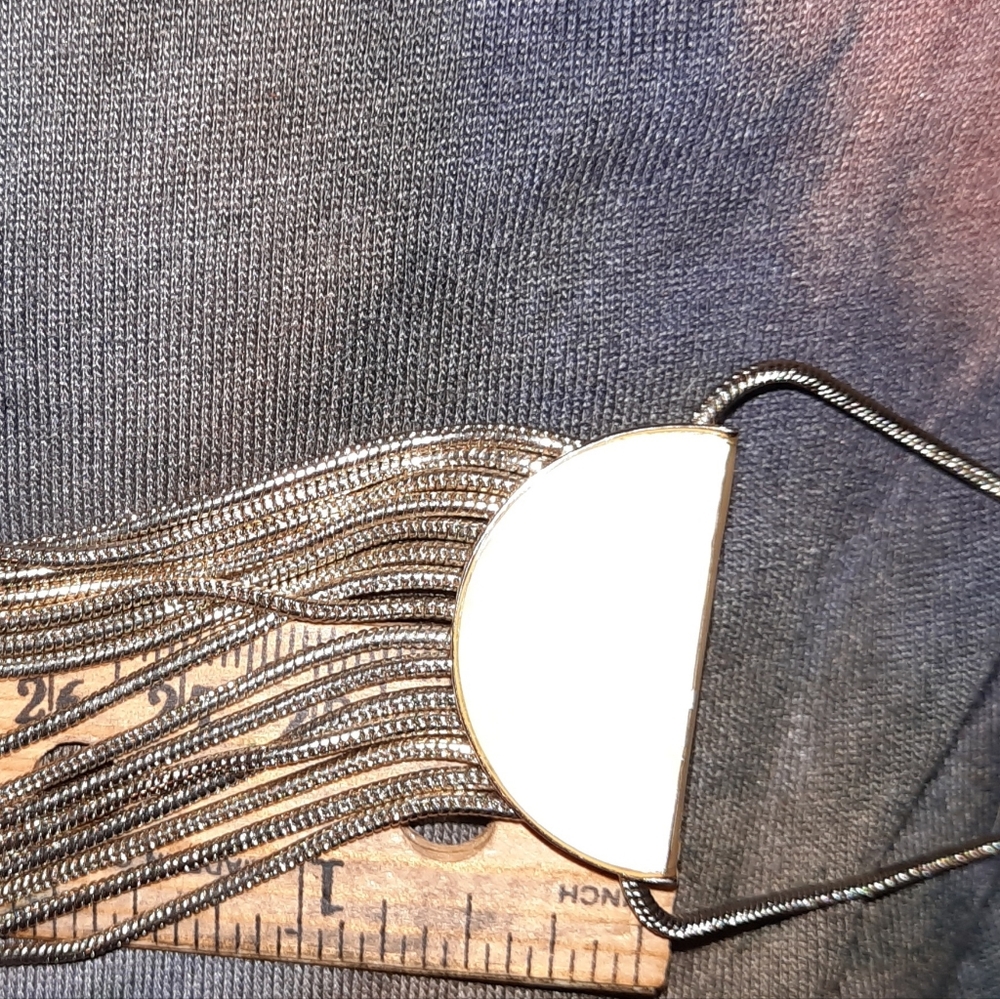 White house black market long mother of pearl look tassel fringe Necklace - Picture 14 of 16